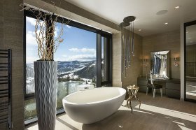Amazing bathroom of private luxury ski resort by Len Cotsovolos